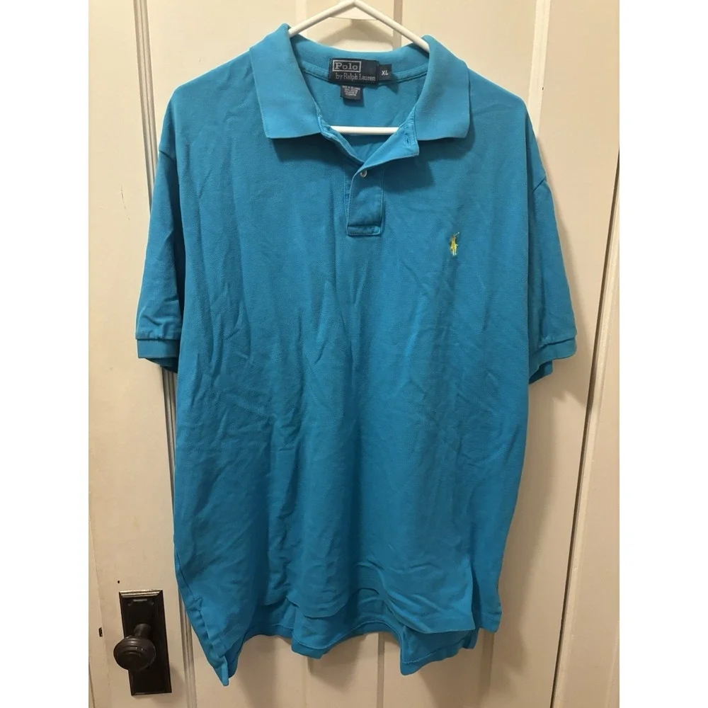 Polo Ralph Lauren Bright Blue Polo Yellow Pony Classic Preppy XL